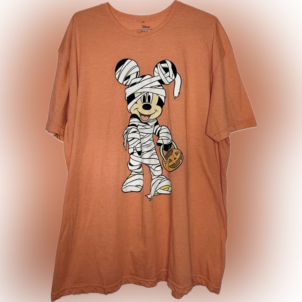 Disney 'Mickey Mouse' Mummy Halloween Orange Graphic Adult T-shirt Size XXL